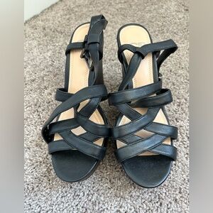 Black strappy wedge